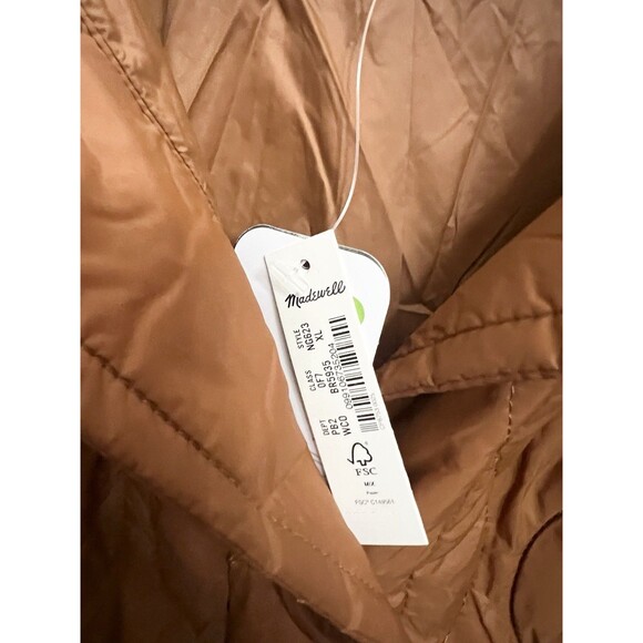Madewell Air Puff Quilted Shirt Jacket Warm Coffee Rust Orange XL New NWT Coat - Picture 8 of 14